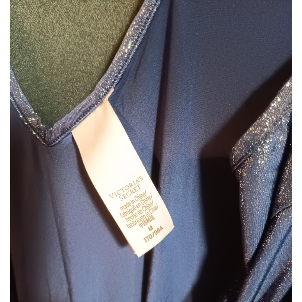 Victoria’s Secret Slip M Navy Sparkly Nightie Lingerie Y2Kcore Glam Sleepwear - Picture 2 of 5
